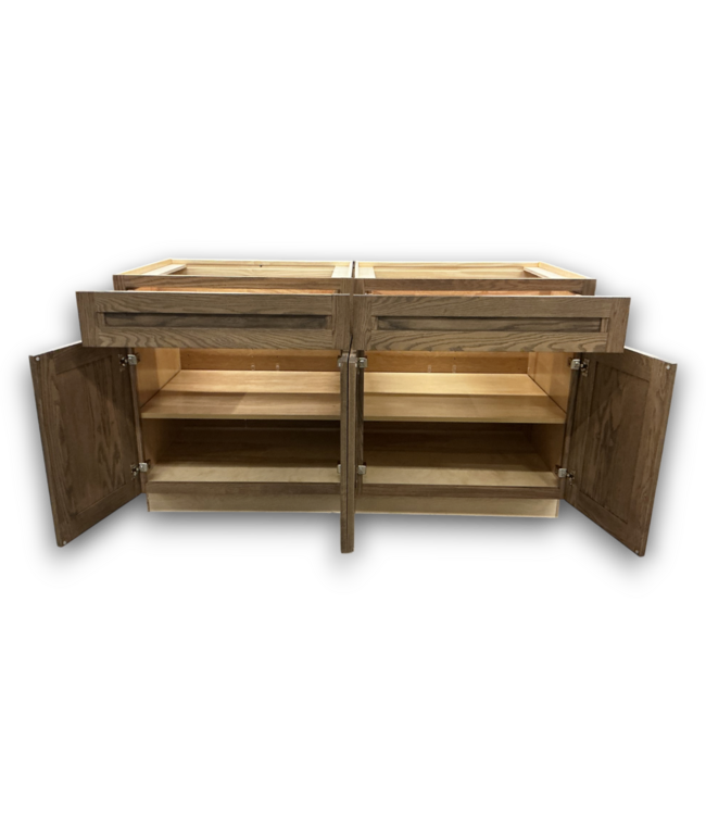 57451 Oak Brown Gray Wash Base Cabinet Set Of 2