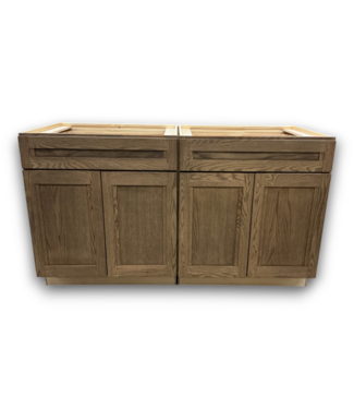 Bud's Warehouse 57451 Oak Brown Gray Wash Base Cabinet Set Of 2