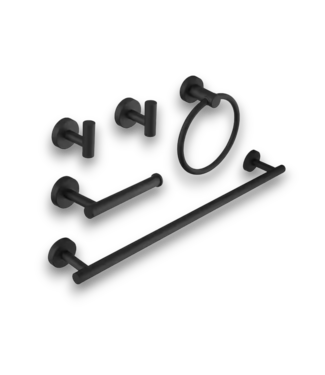 Bud's Warehouse 57482 6-piece Rivulet Plus Matte Black Bathroom Hardware Set