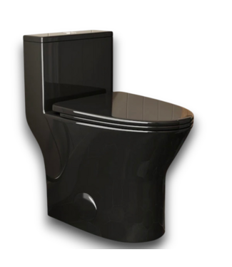 Bud's Warehouse 57536 Comfort Tall Compact Toilet Glossy Black Elongated 1 Piece Toilet