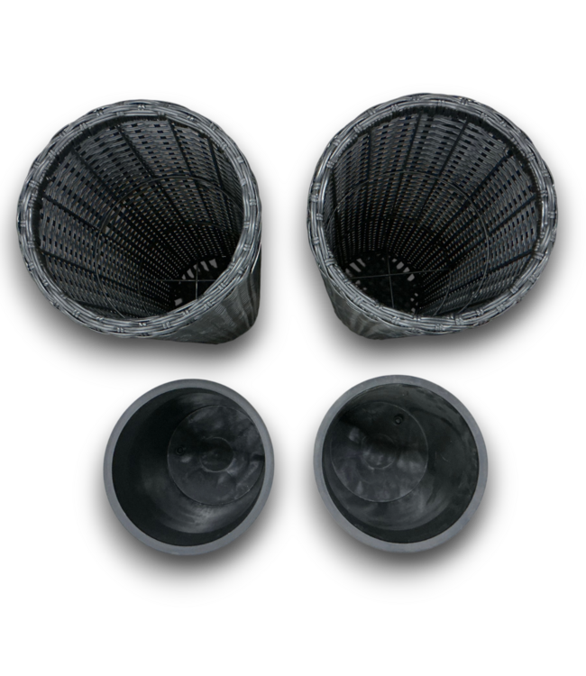 57542 2-pack Black Resin Round Indoor Planter
