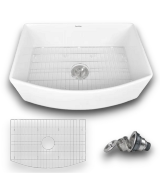 Bud's Warehouse 57548 Harvest Farmhouse Curved Apron Front Fireclay Kitchen Sink