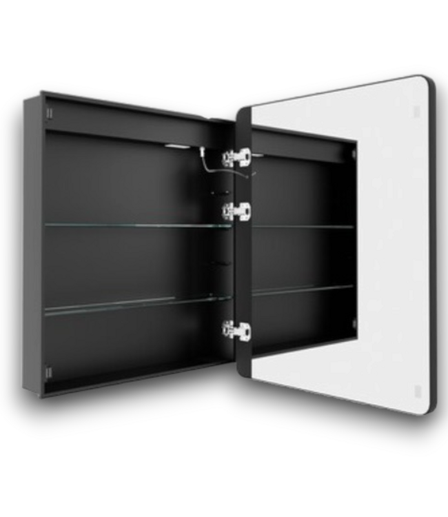 57551 Arco Lighted Led Fog Free Black Mirrored Medicine Cabinet