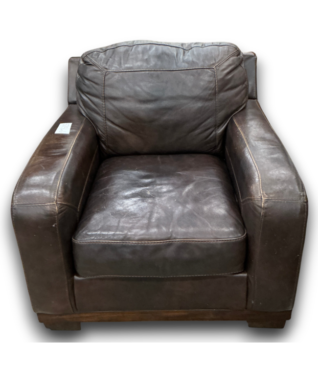 57566 2 Piece Brown Leather Set With Ottoman
