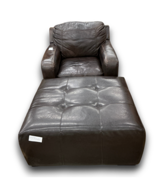 Bud's Warehouse 57566 2 Piece Brown Leather Set With Ottoman