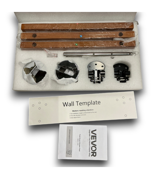 57576 Folding Teak Wall Mount Shower Seat
