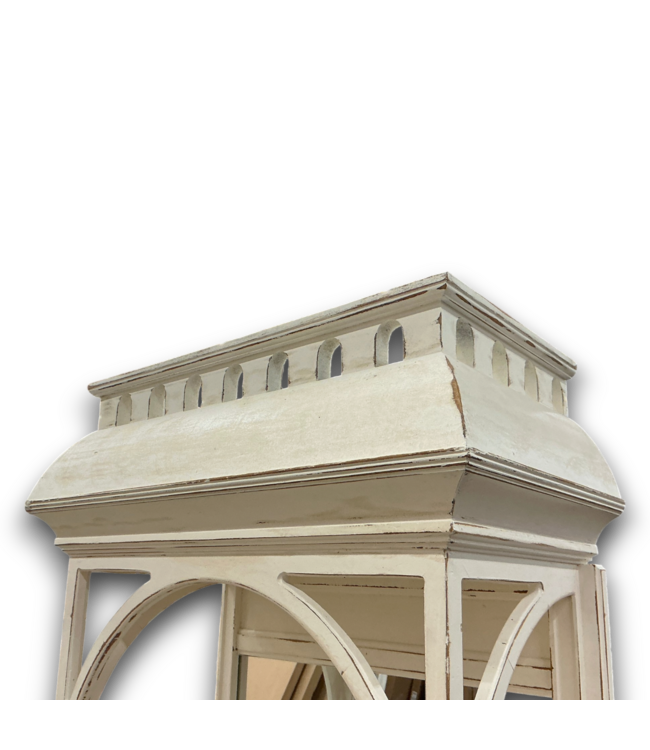 57580 Antique-style Distressed White Mirrored Hall Stand