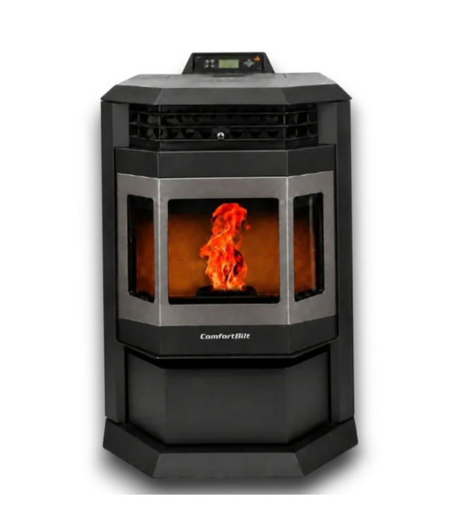 57624 Pellet Stove With Hopper Black With Stainless Steel Trim