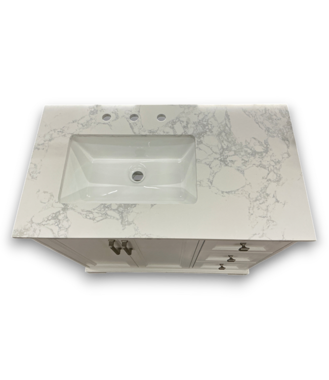 57656 Pittman White Bathroom Vanity With Calacotta Veined Top