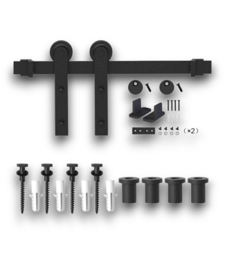 Bud's Warehouse 57671 Barn Door Hardware Kit Single Sliding Track Kit