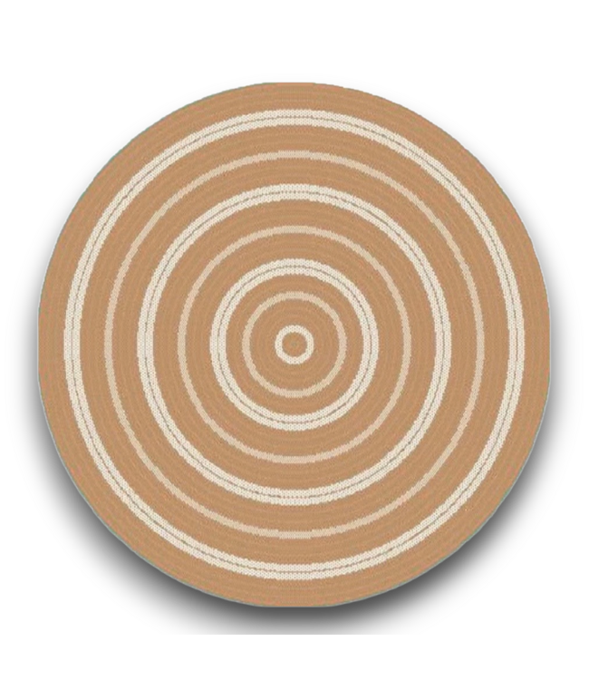 57698 5' X 5' Loomed White Tan Round Area Rug