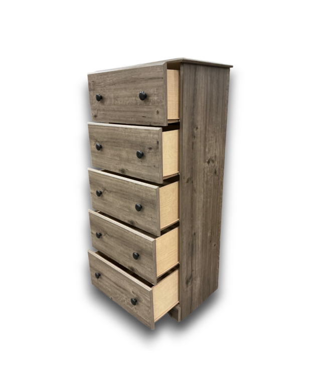 57708 Weathered Gray Ash 5 Drawer Chest