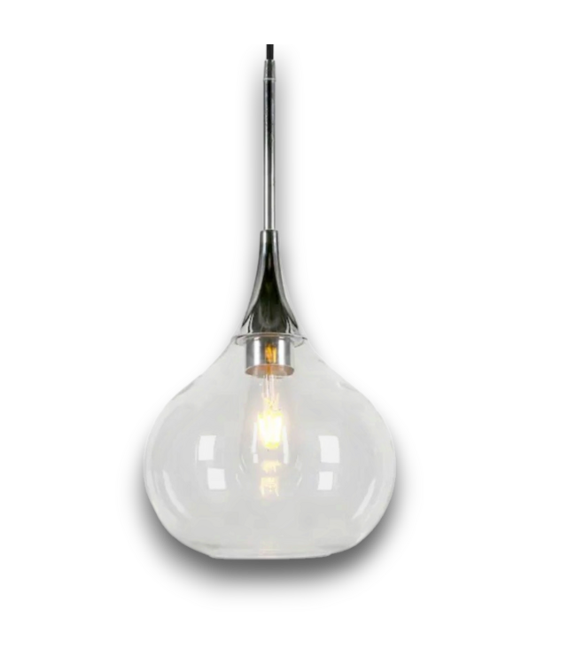 57711 Pendant Light Polished Nickel Clear Glass Drum