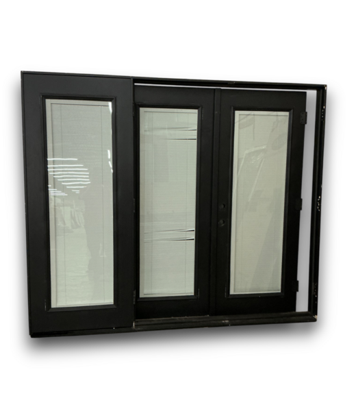 Bud's Warehouse 57721 95 X 79  Black Prehung Ext. Double Door W/ Side Light