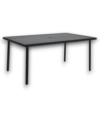 Bud's Warehouse 57723 Matte Black Steel Rectangle Outdoor Dining Table