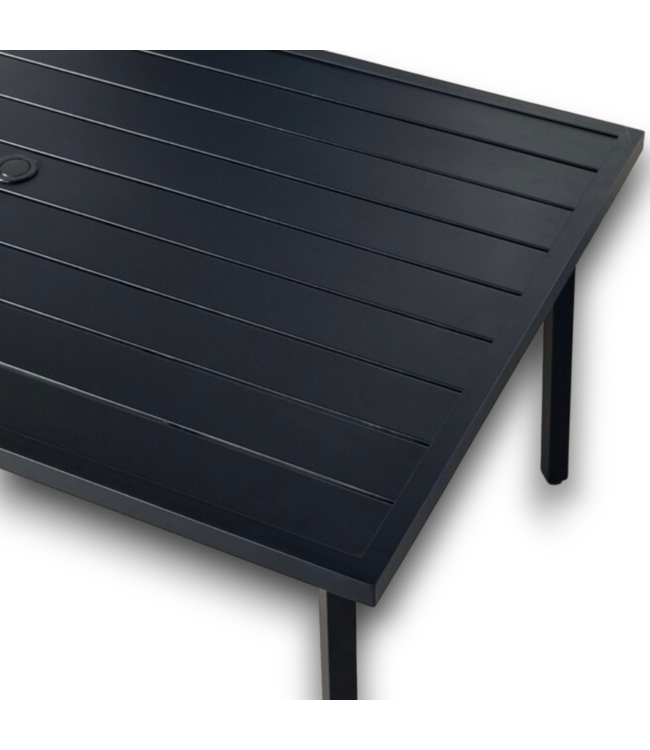 57723 Matte Black Steel Rectangle Outdoor Dining Table