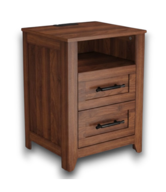 Bud's Warehouse 57735 Farmhouse Brown Night Stand 2-drawer With Charging Station