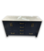 57737 Navy Blue Double Bathroom Vanity With Brushed Gold