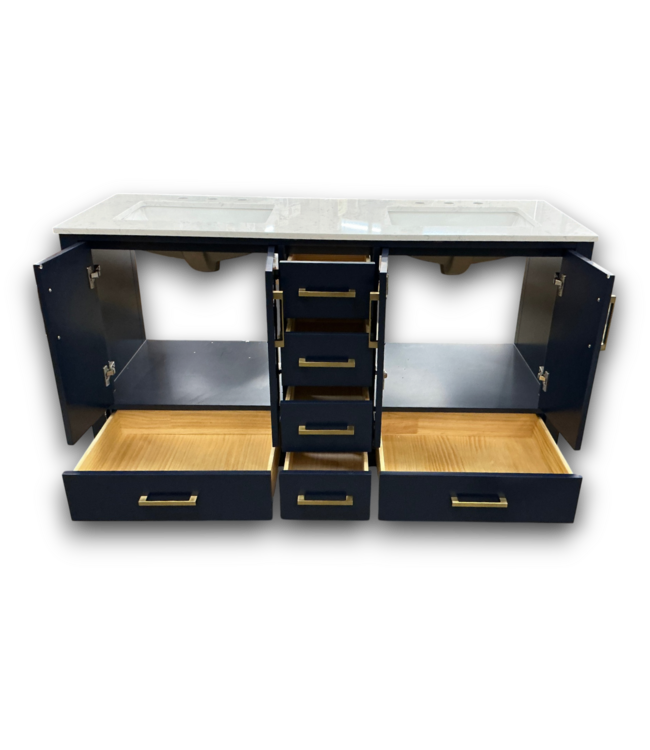 57737 Navy Blue Double Bathroom Vanity With Brushed Gold
