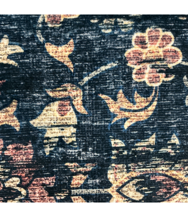 57738 Blue Floral Area Rug Machine Washable