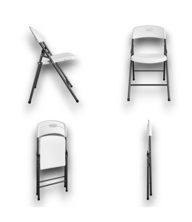 57740 4 Pack White Metal Frame Resin Seat Outdoor Folding Chair