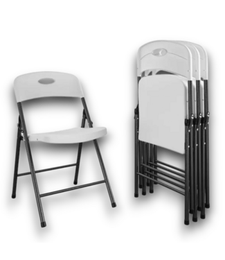Bud's Warehouse 57740 4 Pack White Metal Frame Resin Seat Outdoor Folding Chair