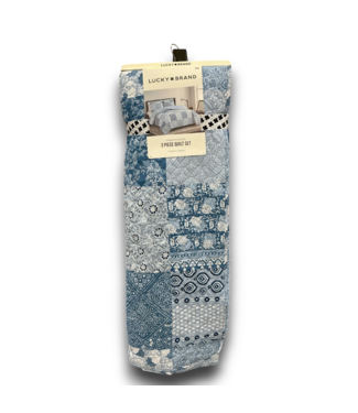 Bud's Warehouse 57742 American Vintage Floral Blue 3-piece King Quit Set