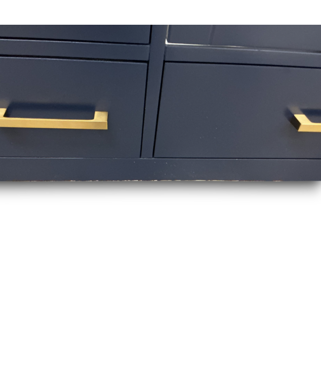 57737 Navy Blue Double Bathroom Vanity With Brushed Gold
