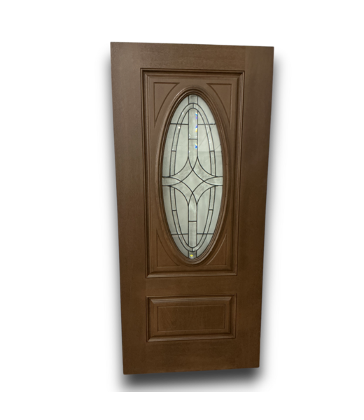 Bud's Warehouse 57766 36 X 80 Brown Decorative Oval Glass Exterior Door