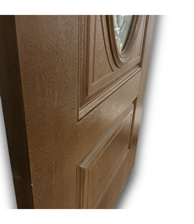 57766 36 X 80 Brown Decorative Oval Glass Exterior Door