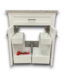 57768 Roveland White Vanity With Natural Carrera Top And Backsplash