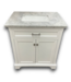 57768 Roveland White Vanity With Natural Carrera Top And Backsplash