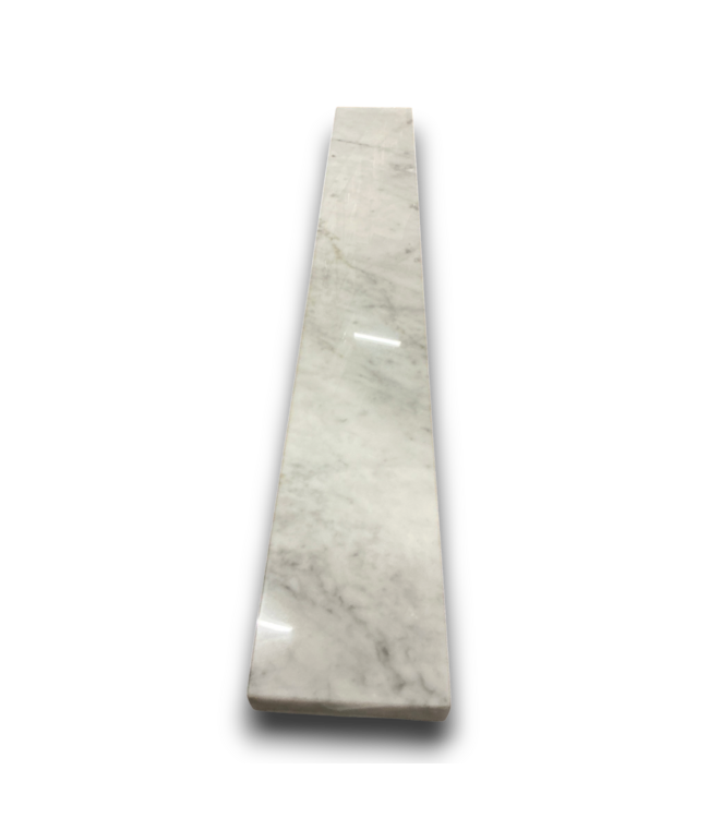 57768 Roveland White Vanity With Natural Carrera Top And Backsplash