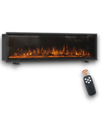 Bud's Warehouse 57796 72” W Black Wall Electric Fireplace With Remote