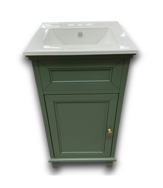 Bud's Warehouse 57802 Lambert Basil Green Bathroom Vanity With White Vitreous China Top
