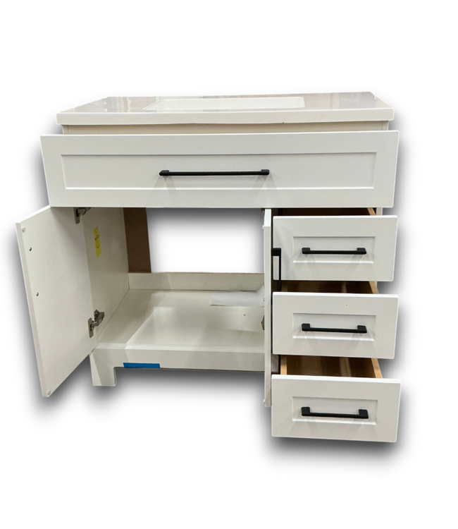 57811 Cauley True White Bathroom Vanity With White Cultured Marble Top