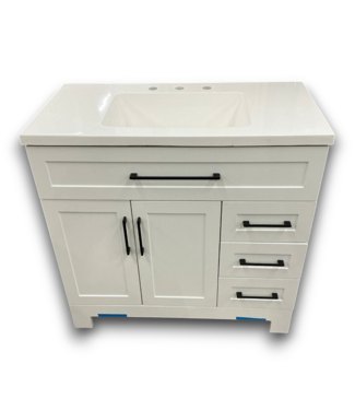 Bud's Warehouse 57811 Cauley True White Bathroom Vanity With White Cultured Marble Top