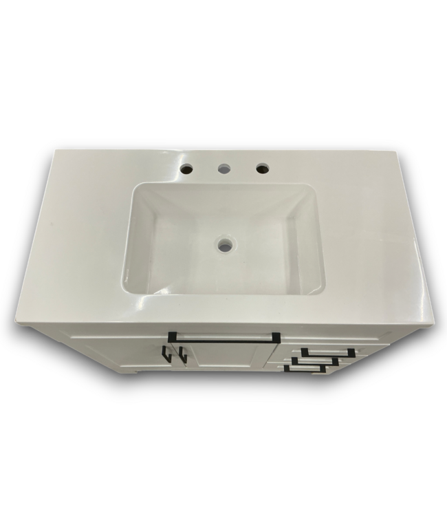57811 Cauley True White Bathroom Vanity With White Cultured Marble Top
