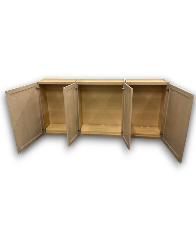 57858 3 Pc Elm Light Stain Upper Wall Cabinet Set