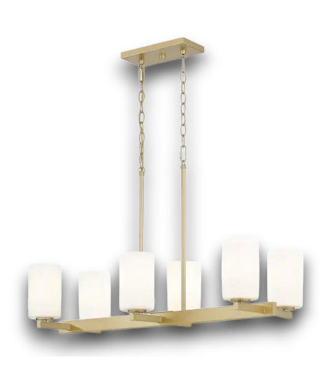 57889 6-light Brushed Gold Etched Glass Steel Chandelier