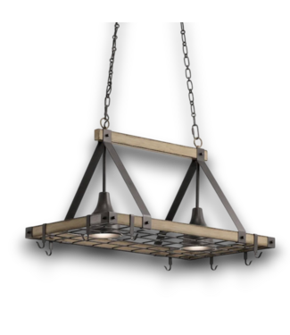 Bud's Warehouse 57943 Barrington Anvil Iron And Distressed Antique Grey Lighted 8-hook Pot Rock