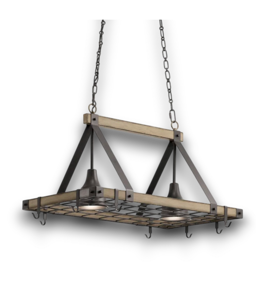 Bud's Warehouse 57943 Barrington Anvil Iron And Distressed Antique Grey Lighted 8-hook Pot Rock