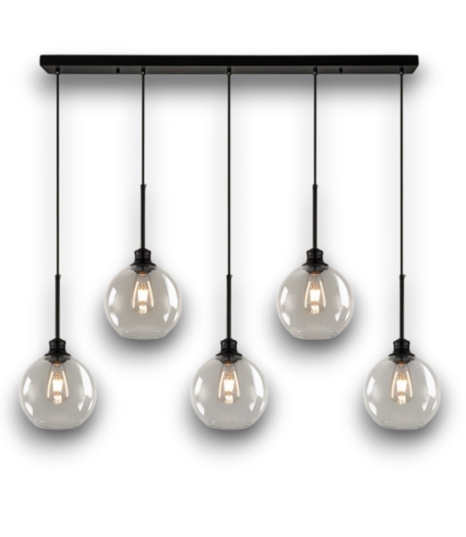 Bud's Warehouse 57945 Nova 5-light Matte Black Clear Glass Kitchen Island Light