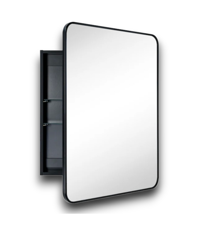 57963 Black Framed Rectangle Mirror Soft Close Medicine Cabinet