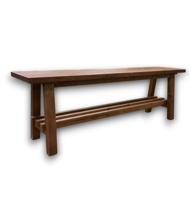 57975 Brown Solid Wood Dining Bench With Shelf