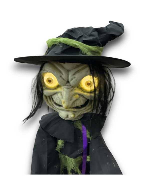 57976 Freestanding Motion Activated Lighted Life Size Animated Witch Animatronic