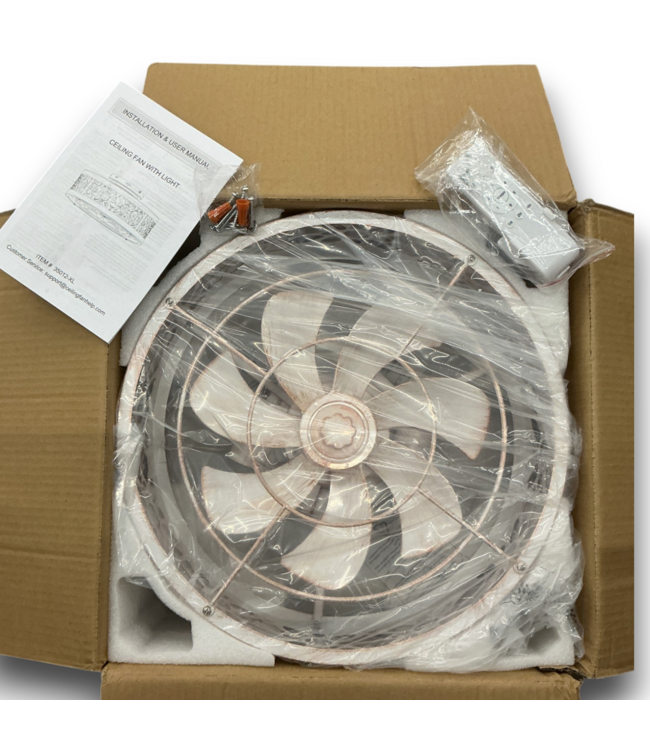 57985 White Flush Mount Caged Ceiling Fan Dc Motor And Remote Control