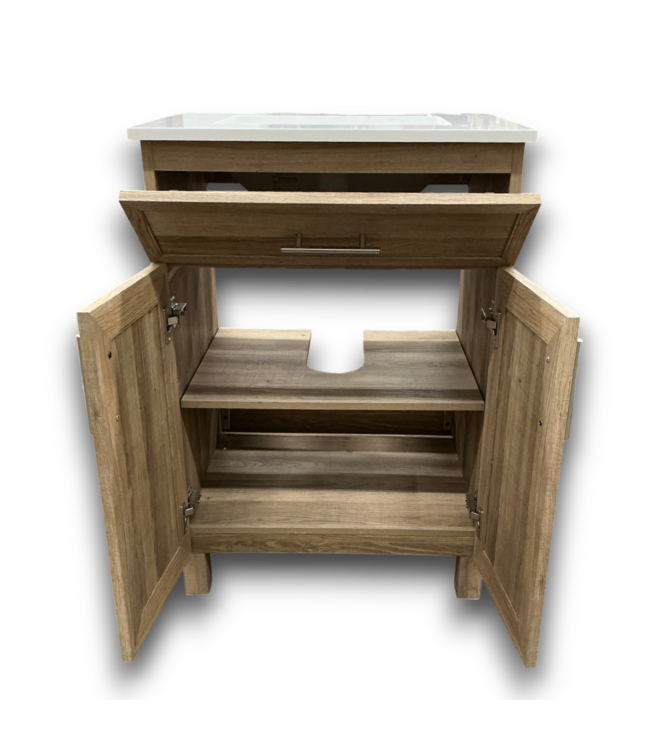 57990 Dolton Light Natural Oak Bathroom Vanity With White Top