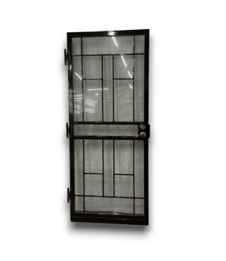 Bud's Warehouse 58006 Security Door With Geometric Pattern Dark Brown