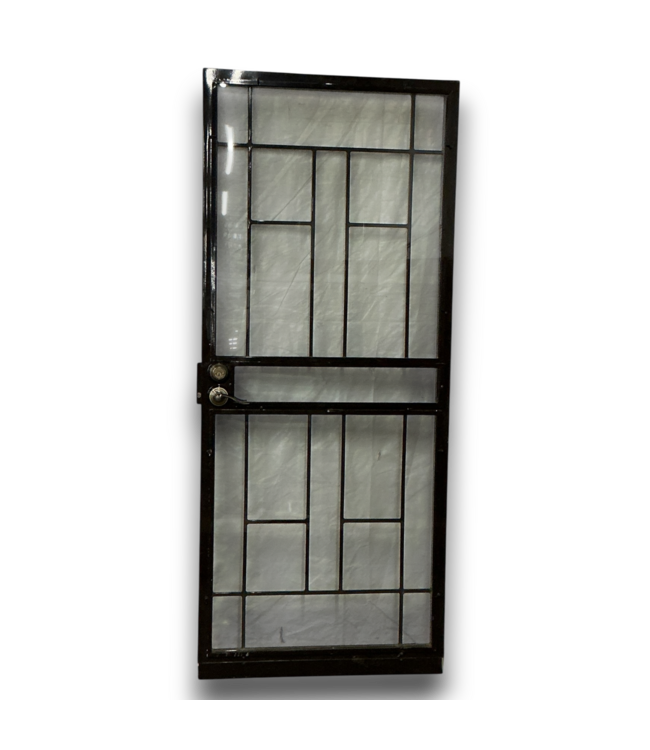 58006 Security Door With Geometric Pattern Dark Brown